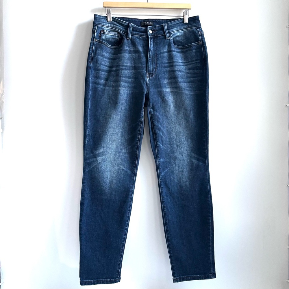 Judy Blue Miles‎ City Mid Rise Cuffed Slim Fit Dark Blue Jeans Style# JB82428DK